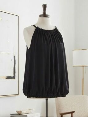 LOFT Black Halter Bubble Top
